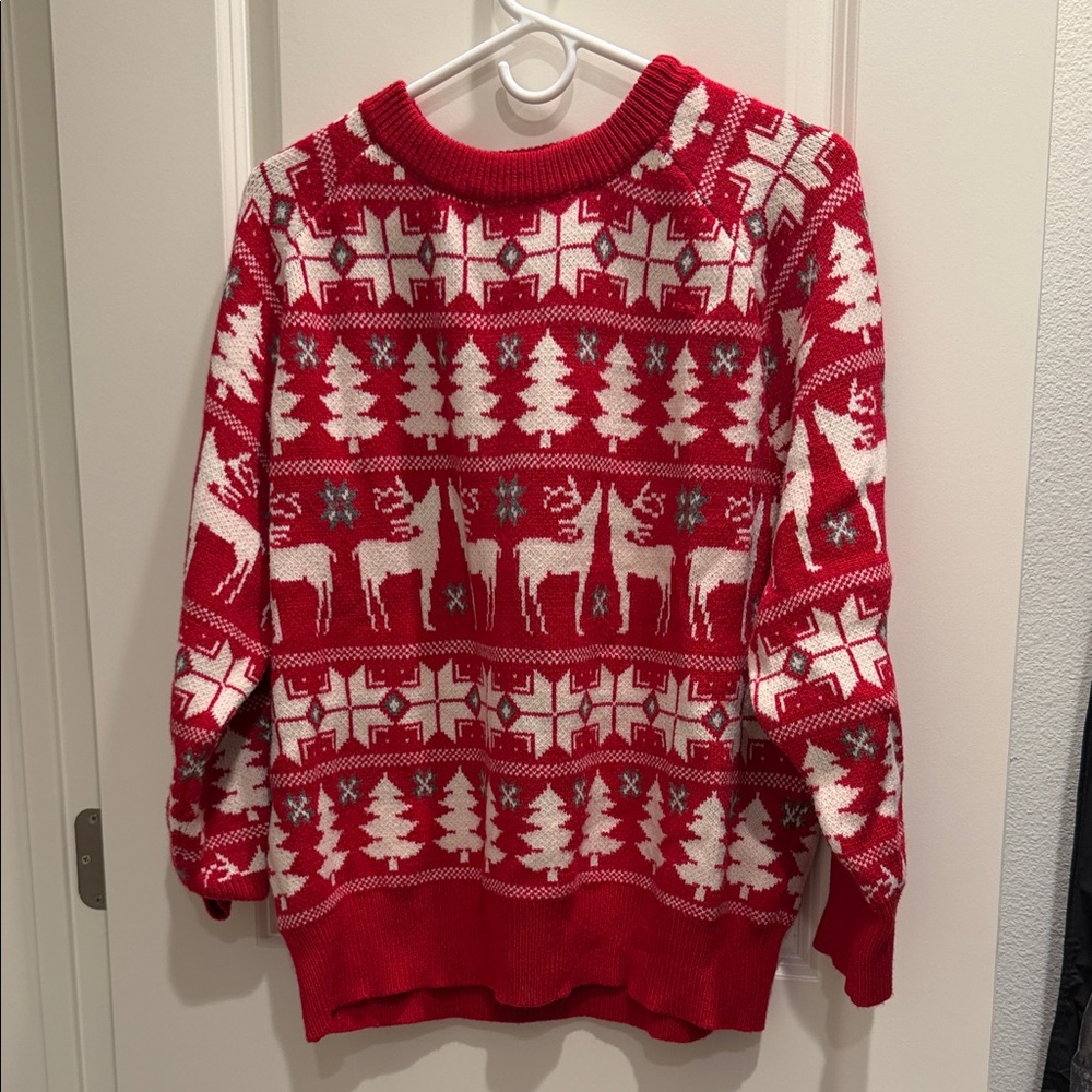 Urban Outfitters Red and White Reindeer Sweater